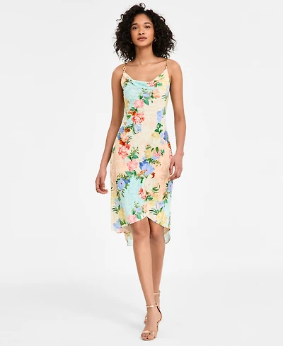 Siena Women's Floral Print Cowl Neck Sleeveless Sheath Dress
