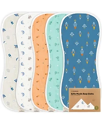 KeaBabies 5pk Softe Muslin Burp Cloths for Baby Girls and Boys, Organic Burping Babies, Clothes