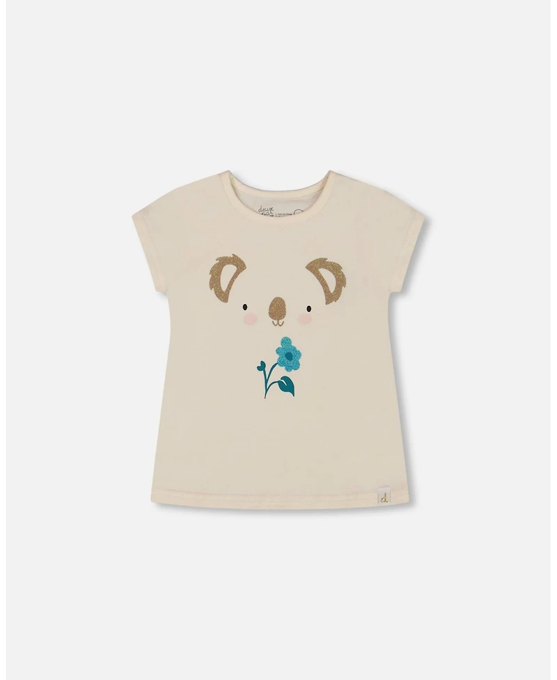 Deux par Deux Toddler Girls Organic Cotton Tee Cream And Koala - Toddler|Child