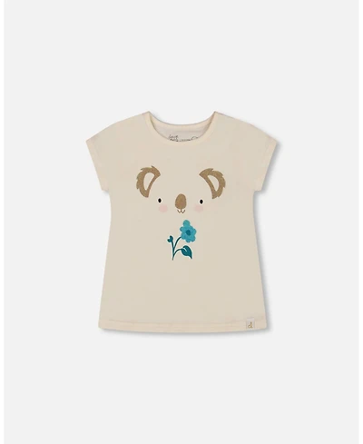 Deux par Deux Toddler Girls Organic Cotton Tee Cream And Koala - Toddler|Child