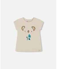 Deux par Deux Toddler Girls Organic Cotton Tee Cream And Koala - Toddler|Child