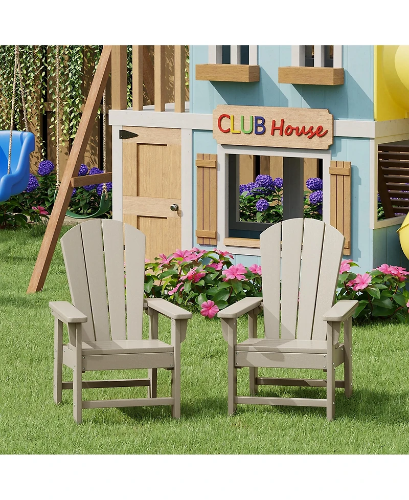 Kids Outdoor Adirondack Plastic Patio Chair (Set of