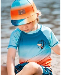 Deux par Deux Baby Boys Printed Cap Navy Blue, Turquoise, And Orange