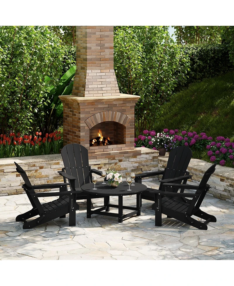 5-Piece Hdpe Folding Adirondack Chair Outdoor Patio Conversation Set