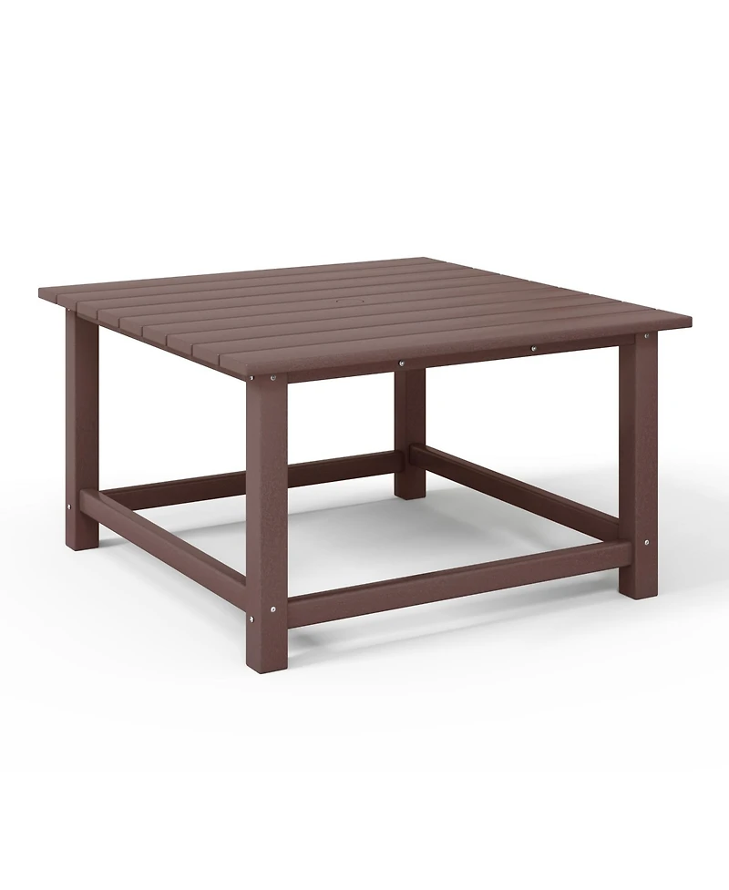 5-Piece Outdoor Patio Hdpe Adirondack Chair With Square Coffee Table Conversation Set