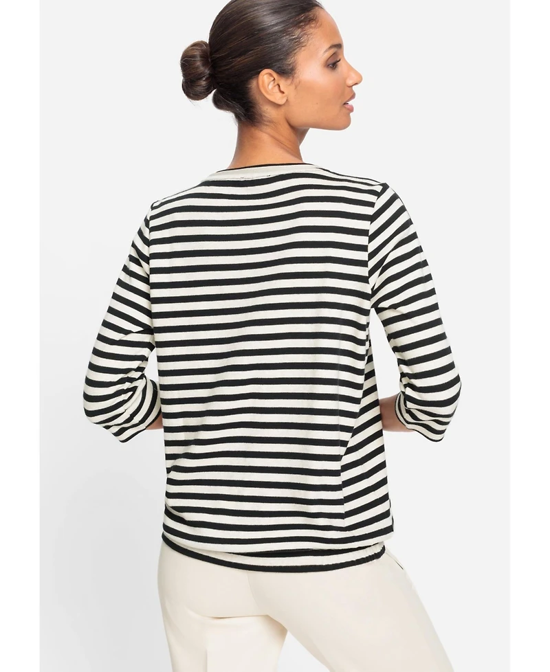 Olsen Women's Stripe and Foil Print Jersey Top