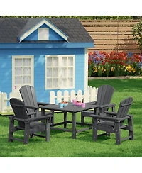 Kids 5-Piece Hdpe Outdoor Square Patio Dining Table and Chairs Set