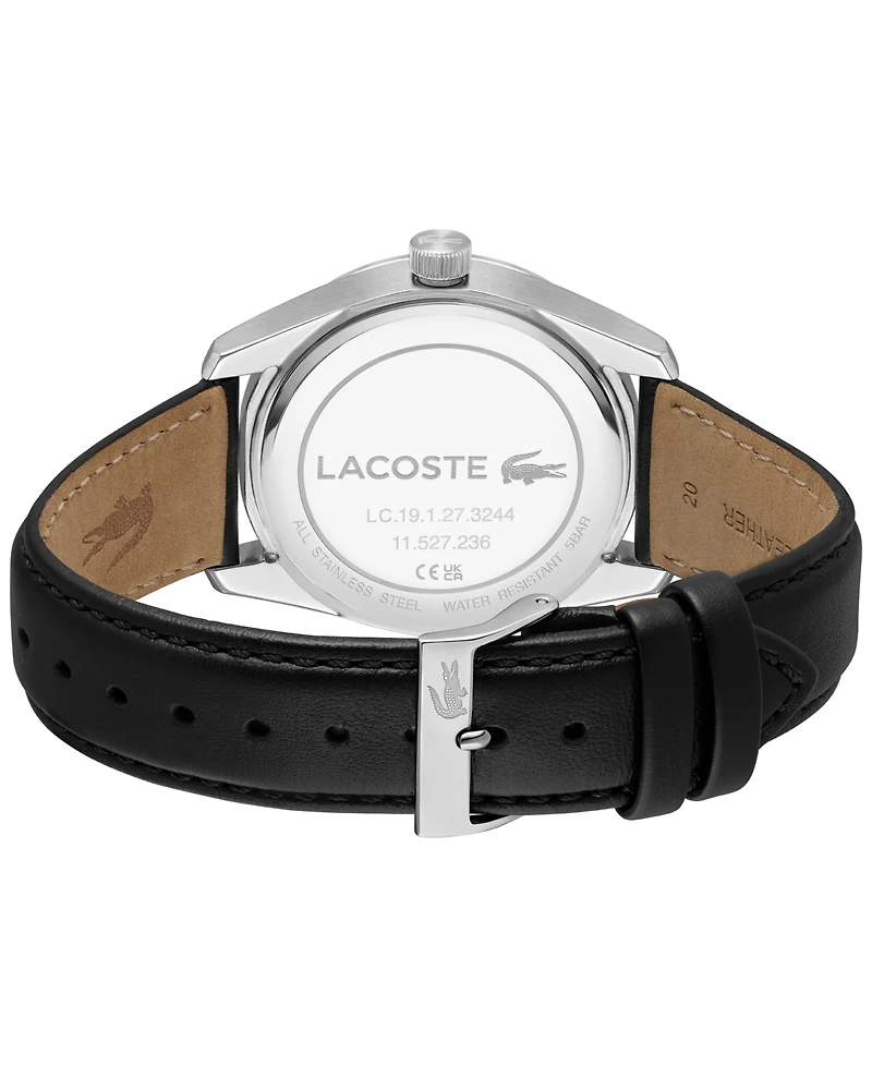 Lacoste Men's Boston Black Leather Strap Watch, 39mm