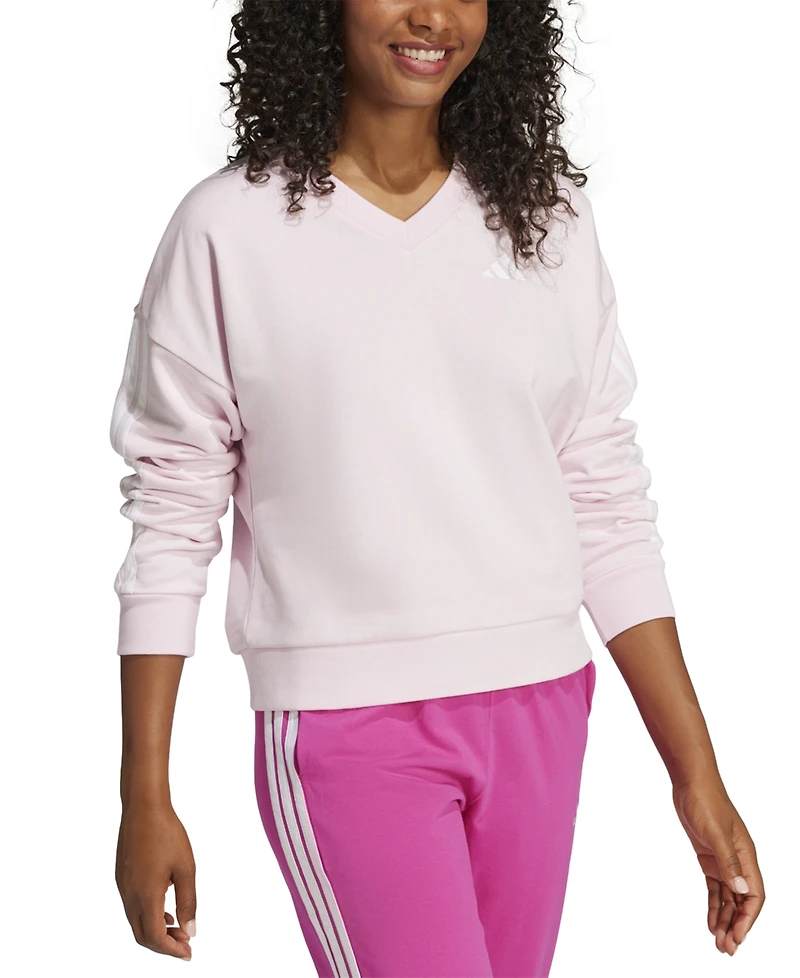 adidas Women's Essentials 3-Stripes French Terry V-Neck Sweatshirt