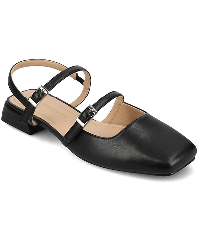 Journee Collection Women's Gretchenn Multi Strap Square Toe Mary Jane Flats