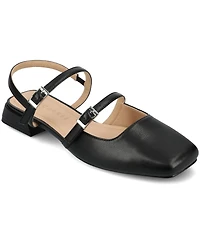 Journee Collection Women's Gretchenn Multi Strap Square Toe Mary Jane Flats