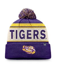 Top of the World Men's Purple Lsu Tigers Prime Cuffed with Pom Knit Hat