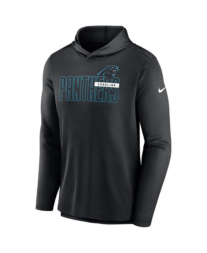 Nike Men's Black Carolina Panthers Lightweight Performance Hooded Long Sleeve T-Shirt