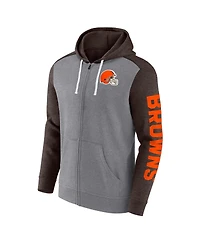 Fanatics Men's Heather Gray Cleveland Browns Down and Distance Full-Zip Hoodie
