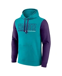 Logo Athletic Men's Teal Charlotte Hornets Outline Colorblock Pullover Hoodie