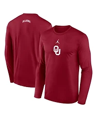 Jordan Men's Crimson Oklahoma Sooners On-Court Basketball Shootaround Performance Long Sleeve T-Shirt