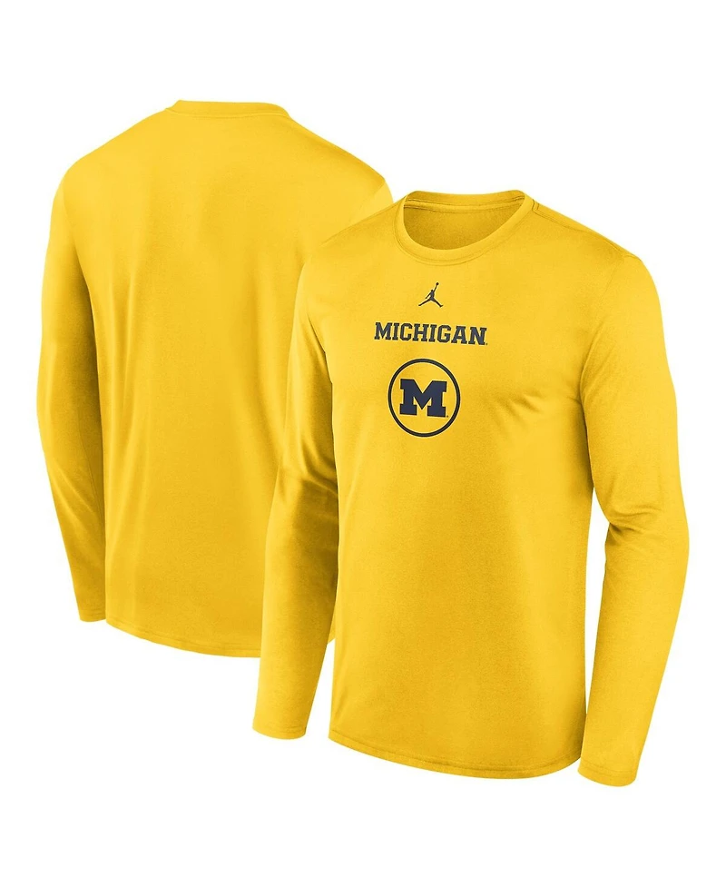 Jordan Men's Maize Michigan Wolverines 2024 On-Court Basketball Practice Legend Performance Long Sleeve T-Shirt