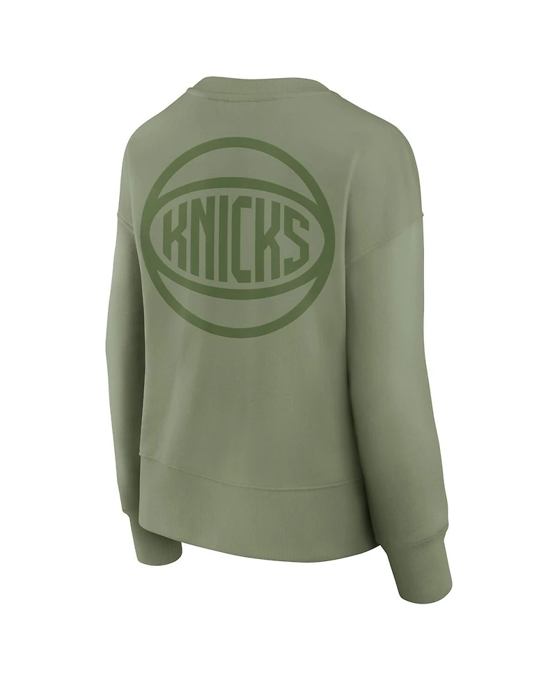 Fanatics Women's Olive New York Knicks Elements Flow Pullover Sweatshirt