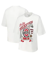 Pressbox Women's White Ohio State Buckeyes Rock Roll Slub T-Shirt