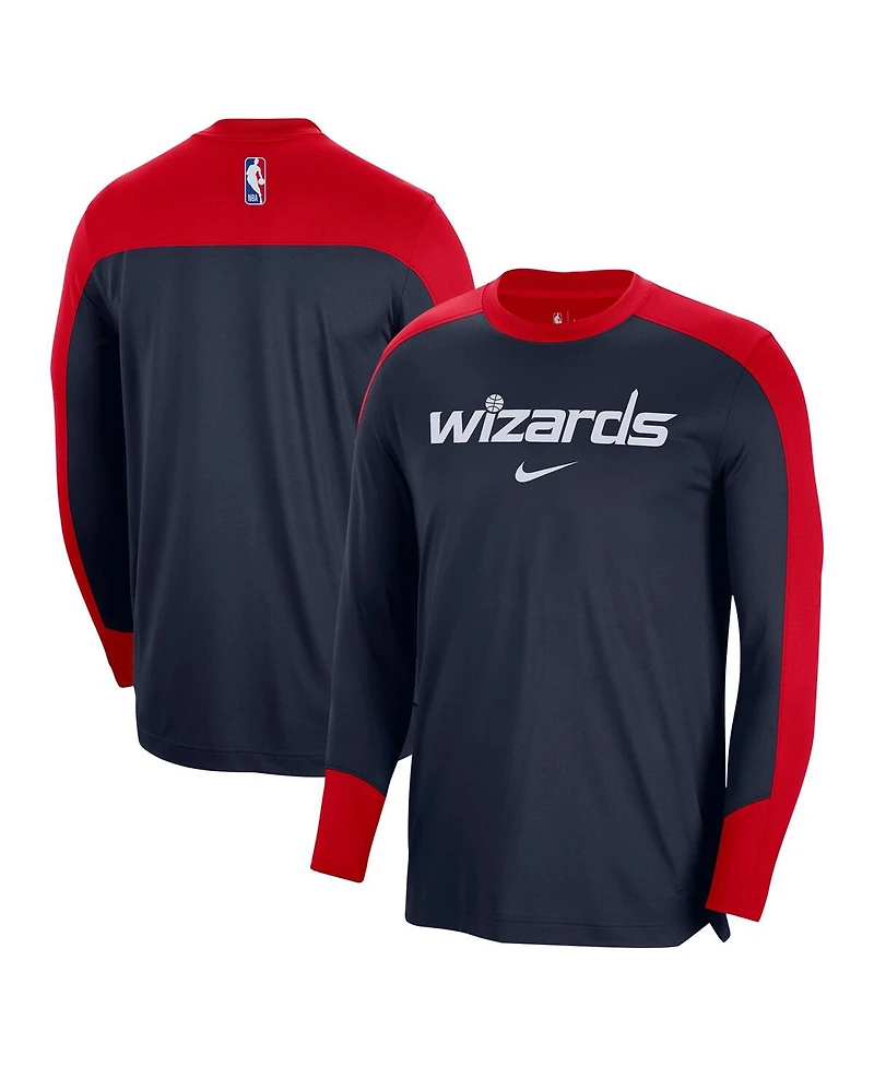 Nike Men's Navy/Red Washington Wizards 2024/25 Authentic Pre-Game Legend Long Sleeve Shooting Shirt