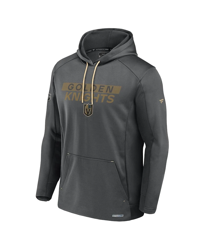 Fanatics Men's Gray Vegas Golden Knights Authentic Pro Rink Fleece Pullover Hoodie