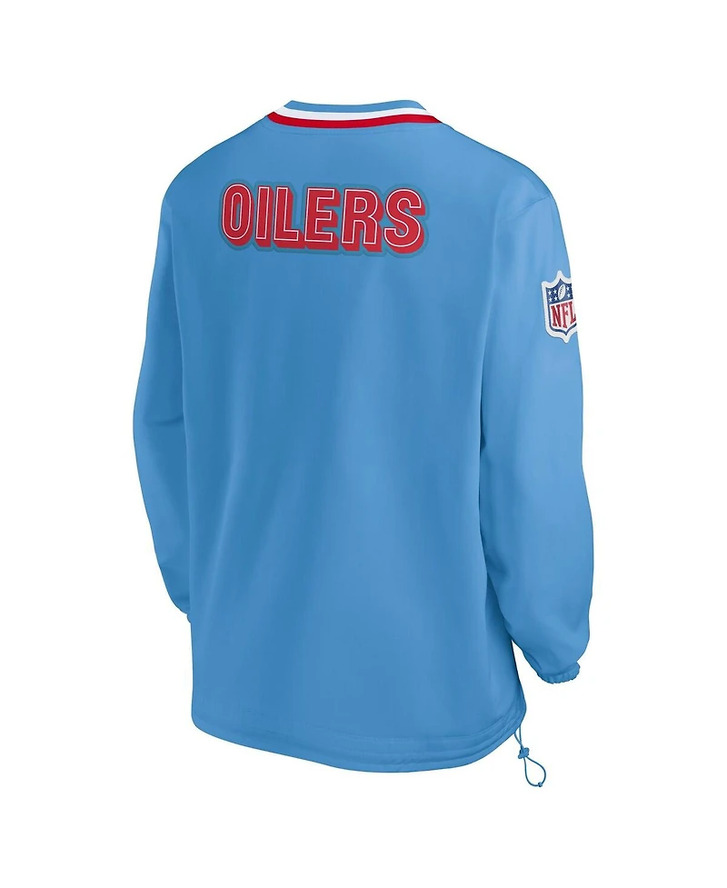Nike Men's Light Blue Houston Oilers Gridiron Classics Sideline V-Neck Pullover Windshirt