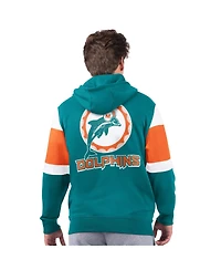 Starter Men's Aqua Miami Dolphins Extreme Vintage Logo Full-Zip Hoodie