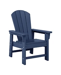 Kids 3-Piece Outdoor Hdpe Adirondack Chairs With Square Side Table Set
