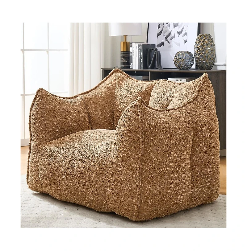 Comfortable Chenille Bean Bag Chair with Armrests for Living Rooms, Bedrooms, Gaming and Watching Tv-The Pop Home