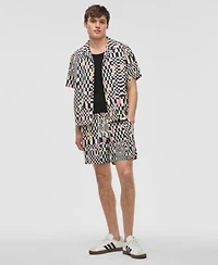 Mode Of One Mens Mixed Check Relaxed Fit Printed Button Down Camp Shirt Regular Fit Printed Swim Trunks Exclusively At Macys