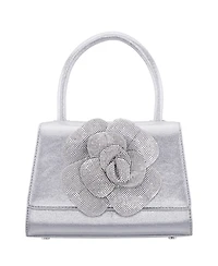 Nina Crystal Flower Embellished Metallic Satchel Bag