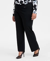 I.n.c. International Concepts Plus Mid-Rise Pull-On Straight-Leg Pants