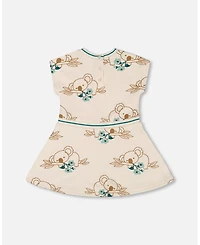 Deux par Deux Baby Girls Printed French Terry Dress Off-White And Koala