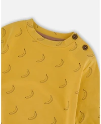 Deux par Deux Baby Boys Printed Organic Cotton Top And Pant Set Yellow Bananas