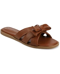 Journee Collection Women's Prylin Bow Slide Flat Sandals