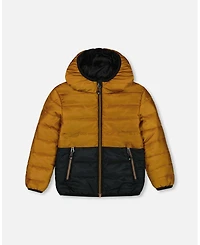 Deux par Toddler Boys Colorblock Quilted Mid-Season Jacket Brown And Black - Toddler|Child