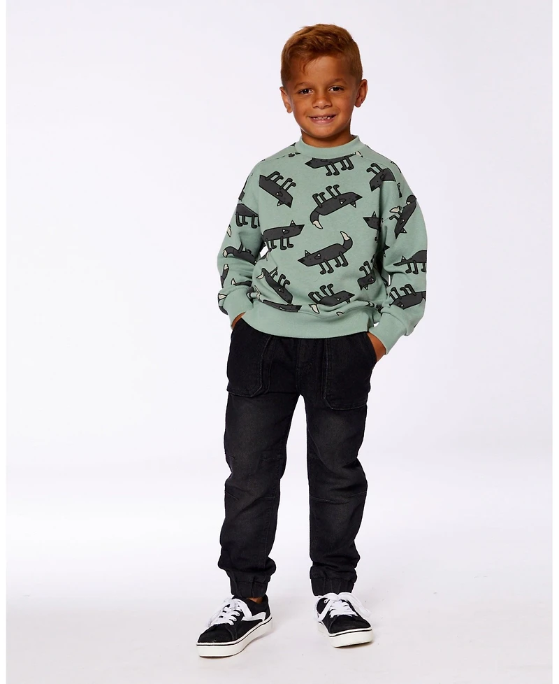 Deux par Toddler Boys French Terry Denim Jogger Pant Black Jeans - Toddler|Child