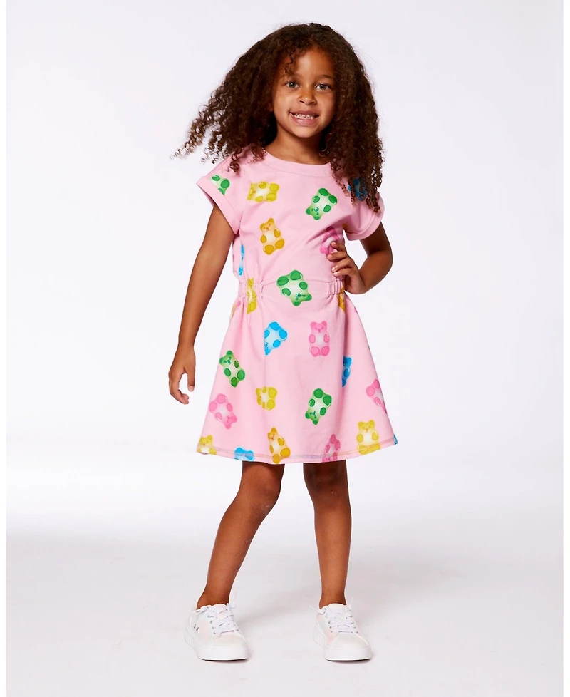 Deux par Deux Big Girls Printed French Terry Dress Pink Multicolored Gummies