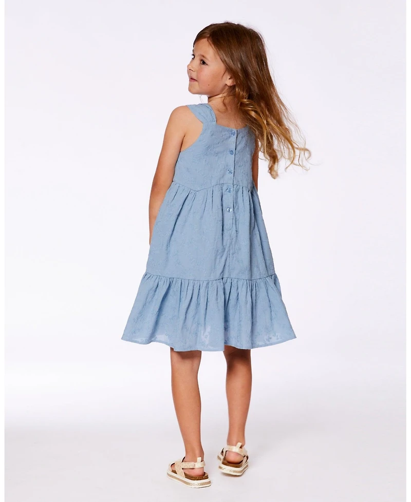 Deux par Deux Toddler Girls Multi-Tiered Eyelet Dress Gray Blue - Toddler|Child