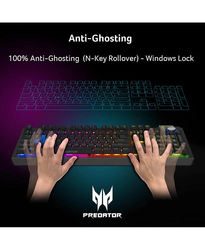 acer Predator Aethon 700 Gaming Keyboard:Clicky or Linear-Your Choice|Per-Key 16.8M Rgb Colors Backlighting|Programmable|Dedicated Media Keys & Dial|1