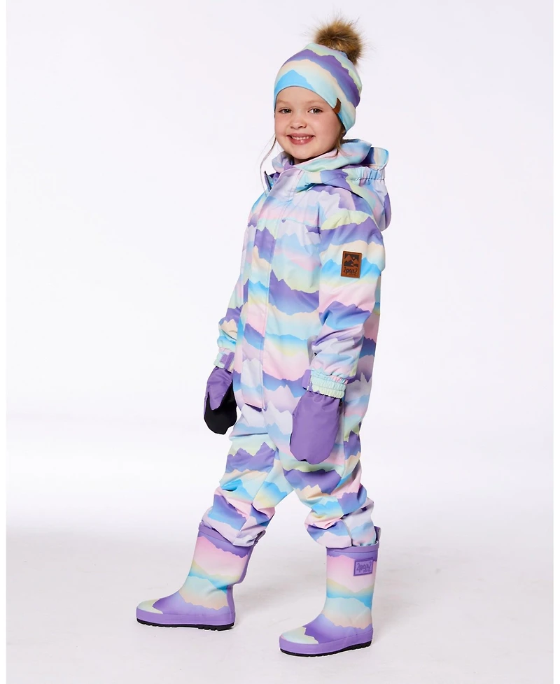 Deux par Deux Kids Unisex Printed Mid-Season One-Piece Outerwear Mauve And Blue, Pink Mountain - Toddler|Child