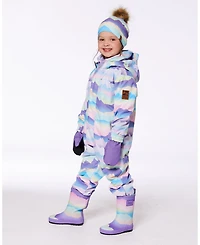 Deux par Deux Kids Unisex Printed Mid-Season One-Piece Outerwear Mauve And Blue, Pink Mountain - Toddler|Child
