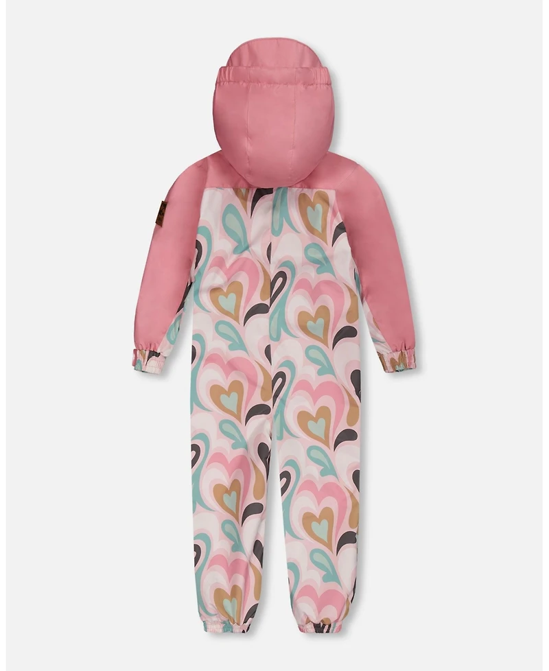 Deux par Kids Unisex Printed Mid-Season One-Piece Outerwear Light Pink With Hearts - Toddler|Child