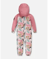 Deux par Kids Unisex Printed Mid-Season One-Piece Outerwear Light Pink With Hearts - Toddler|Child