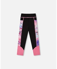 Deux par Girl Colorblock Athletic Leggings Black And Multicolored Butterflies - Toddler|Child
