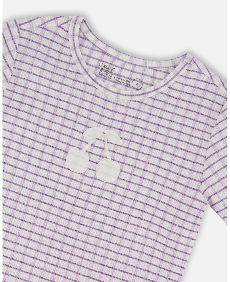 Deux par Deux Toddler Girls Crinkle Top With Applique White Checkered Lilac - Toddler|Child