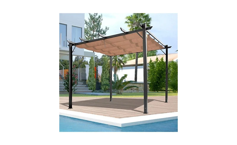 Garden Gazebo with Side Curtains for Privacy and Shade