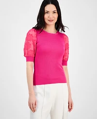T Tahari Women's Round-Neck Elbow-Length-Sleeve