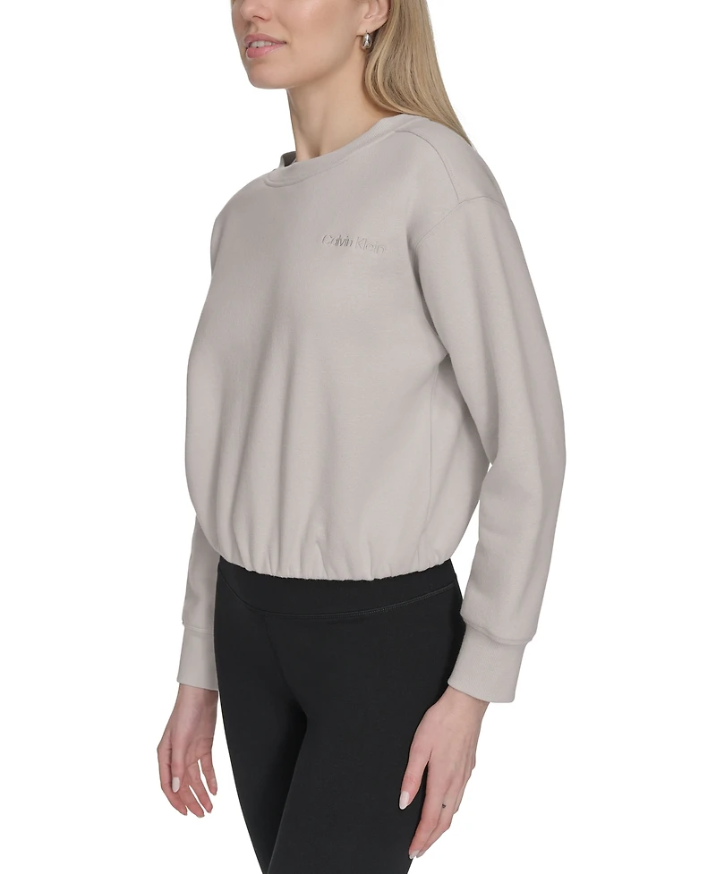 Calvin Klein Women's Logo Fleece Bubble Hem Top
