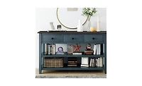 Retro Console Table with Two Open Shelves for Entryway, Living Room or Hallway Decor